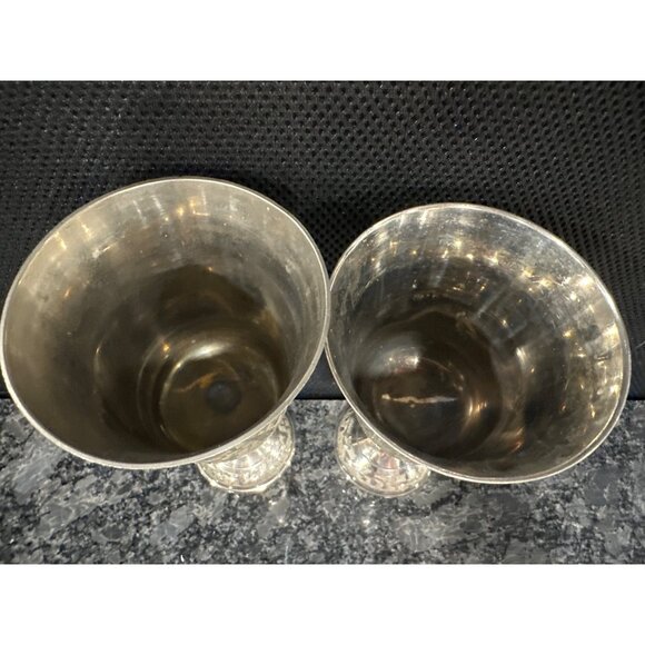Vintage Silver-Plated Brass  Goblets Set Of 2 With Floral Etched - Picture 5 of 11